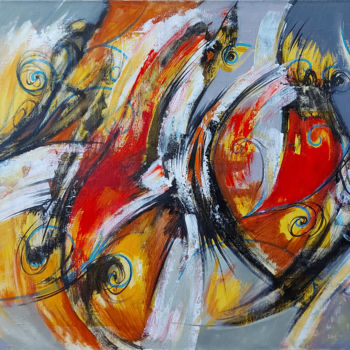 Painting titled "Composition-02" by Arthur Avalyan, Original Artwork, Oil Mounted on Wood Stretcher frame