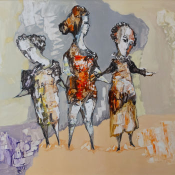 Картина под названием "Threesome" - Arthur Avalyan, Подлинное произведение искусства, Масло