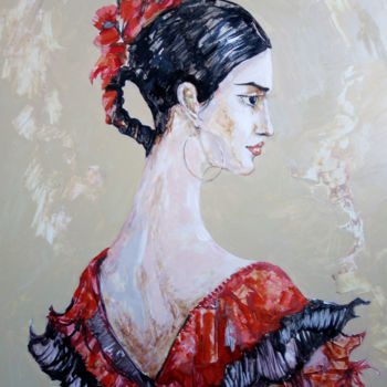 「Spanish girl」というタイトルの絵画 Arthur Avalyanによって, オリジナルのアートワーク, オイル ウッドストレッチャーフレームにマウント