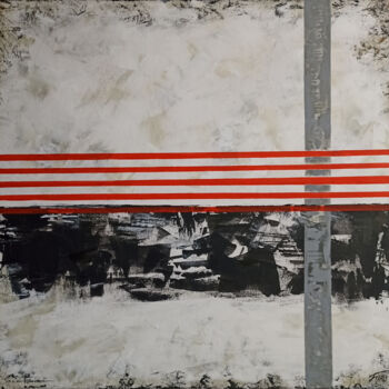 Painting titled "Border" by Arthur Avalyan, Original Artwork, Acrylic Mounted on Wood Stretcher frame