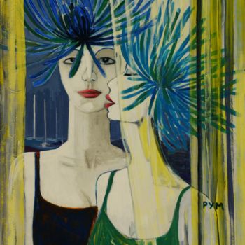 Malerei mit dem Titel "A fleur de femmes" von Yves Marie Puybertier, Original-Kunstwerk, Acryl
