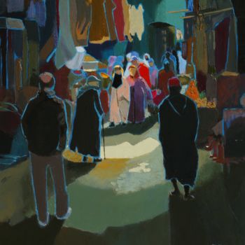 Painting titled "Marrakech au hasard…" by Yves Marie Puybertier, Original Artwork, Oil
