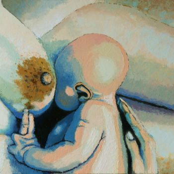 Malerei mit dem Titel "Le parfum maternel" von Yves Marie Puybertier, Original-Kunstwerk, Öl