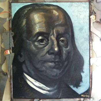 Painting titled "Ben Franklin" by Arthur David Fischer, Original Artwork, Oil