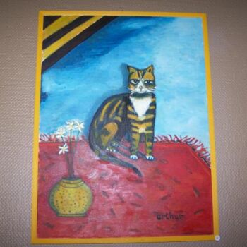 Painting titled "Poes" by Arthur Reijnders, Original Artwork, Oil