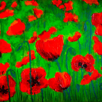 Painting titled "POPPY MEADOW in MAG…" by Idaver / Idawer, Original Artwork, Acrylic