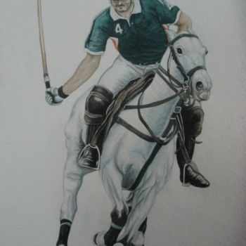 Painting titled "horse polo water co…" by Yashowar, Original Artwork, Oil