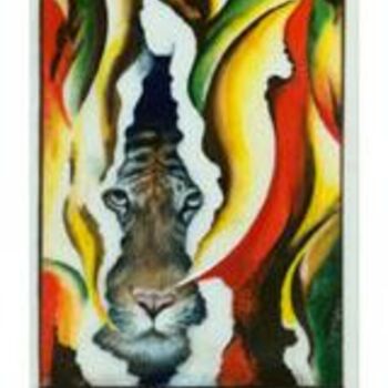 Painting titled "tiger" by Yashowar, Original Artwork, Oil