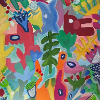 Painting titled "Exotic Zoo" by Latifa Lahouaoui, Original Artwork, Acrylic