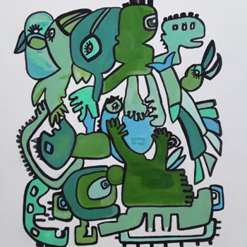 "Bird Craze" başlıklı Tablo Latifa Lahouaoui tarafından, Orijinal sanat, Akrilik