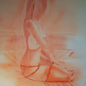 Drawing titled "La mariée" by Artimus Guénin, Original Artwork, Chalk