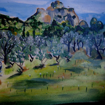 Malerei mit dem Titel "Les Alpilles" von Sarah Artin'S, Original-Kunstwerk, Öl