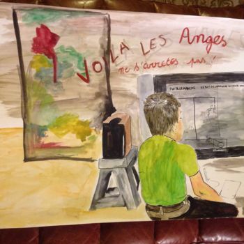 Painting titled "Voilà les anges" by Sarah Artin'S, Original Artwork
