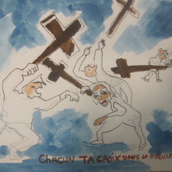 Painting titled "Chacun sa croix." by Sarah Artin'S, Original Artwork