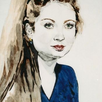 Malerei mit dem Titel "Girl with sapphire…" von Indira Yartsev, Original-Kunstwerk, Öl