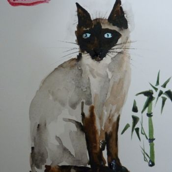 Malerei mit dem Titel "Cat" von Indira Yartsev, Original-Kunstwerk