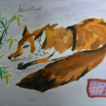 Painting titled "Fox" by Indira Yartsev, Original Artwork
