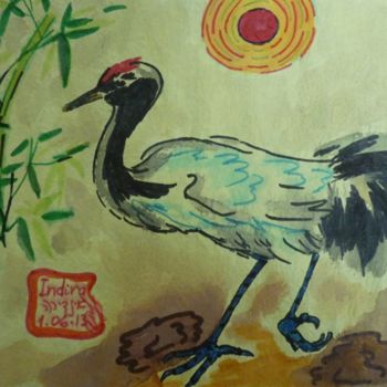 Painting titled "Crane" by Indira Yartsev, Original Artwork, Other