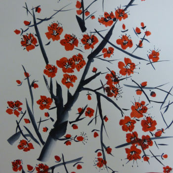 Картина под названием "Blooming plum" - Indira Yartsev, Подлинное произведение искусства