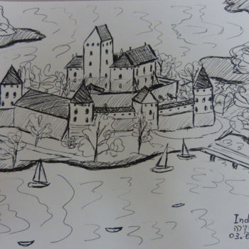 Zeichnungen mit dem Titel "Trakai Island Castl…" von Indira Yartsev, Original-Kunstwerk