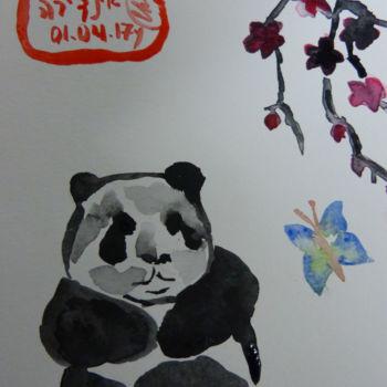 Ζωγραφική με τίτλο ""Panda,butterfly an…" από Indira Yartsev, Αυθεντικά έργα τέχνης