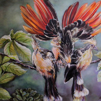 Pintura titulada "Tropical birds" por Anna Chekushkina, Obra de arte original, Oleo
