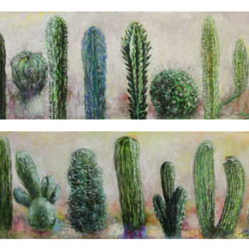 Schilderij getiteld "Cactus" door Anna Chekushkina, Origineel Kunstwerk, Olie