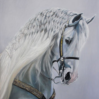 Картина под названием "White grace" - Anna Chekushkina, Подлинное произведение искусства, Масло