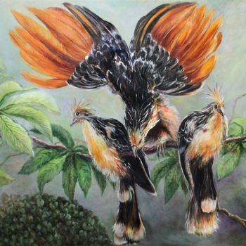 Картина под названием "Birds-2" - Anna Chekushkina, Подлинное произведение искусства, Масло