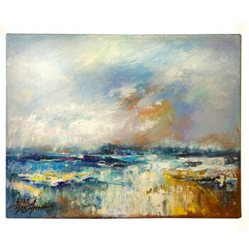 Painting titled "Sea coolness" by Anna Chekushkina, Original Artwork, Oil Mounted on Wood Stretcher frame