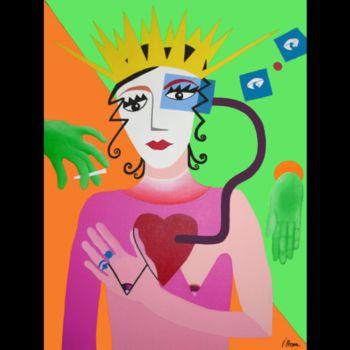 Painting titled "De tout mon coeur" by Isabel Pessoa, Original Artwork, Other