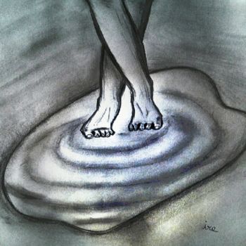 Drawing titled "FEET" by Art Ire, Original Artwork, Charcoal