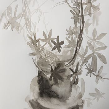 Dessin intitulée "Passionflower II" par Irina Seller, Œuvre d'art originale, Encre