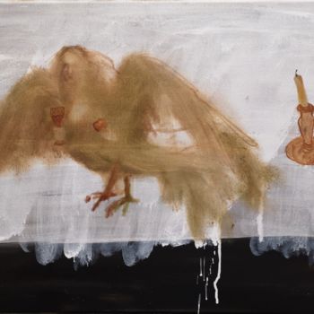 Картина под названием "I am a paradise bird" - Irina Seller, Подлинное произведение искусства, Масло Установлен на Деревянна…