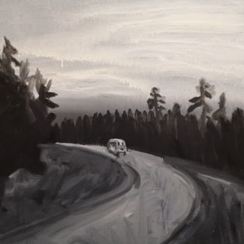 Peinture intitulée "Road movie monochro…" par Irina Seller, Œuvre d'art originale, Huile Monté sur Châssis en bois