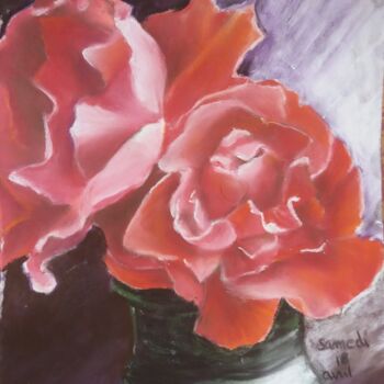 Dessin intitulée "Les roses" par Isabelle Tanguy, Œuvre d'art originale, Pastel
