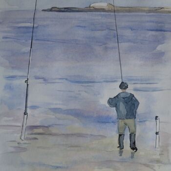 Peinture intitulée "Peindre, pêcher et…" par Isabelle Tanguy, Œuvre d'art originale, Aquarelle