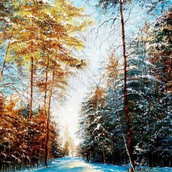Painting titled "Winter Day" by V Solntsa, Original Artwork, Oil