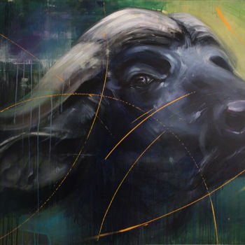 Painting titled "Buffalo" by C. Delagachette, Original Artwork, Acrylic