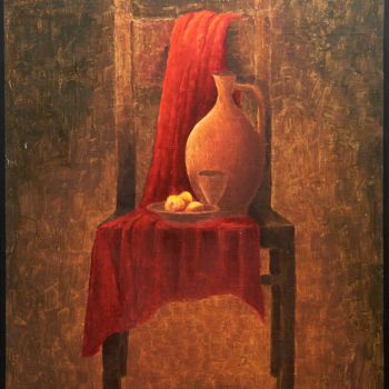 Painting titled "Scarlet Cloth" by V V Saikov, Original Artwork, Oil