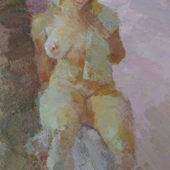 Painting titled "Nude" by Arsen Abrarovich Rustamov, Original Artwork, Oil Mounted on Wood Stretcher frame