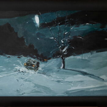 Painting titled "Север" by Yuri Laptev, Original Artwork, Oil Mounted on Wood Stretcher frame