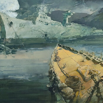 "Sleeping ships" başlıklı Tablo Yuri Laptev tarafından, Orijinal sanat, Petrol Ahşap Sedye çerçevesi üzerine monte edilmiş