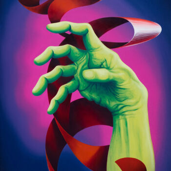 Peinture intitulée "La main verte" par Raphaël Gaudin, Œuvre d'art originale, Huile Monté sur Châssis en bois