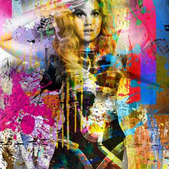 Painting titled "Barbarella" by 2kyff, Original Artwork, Digital Painting Mounted on Wood Stretcher frame