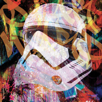 绘画 标题为“Star wars” 由2kyff, 原创艺术品, 墨 安装在木质担架架上