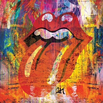 Digital Arts titled "The Rolling Stones" by 2kyff, Original Artwork, Digital Painting Mounted on Wood Stretcher frame