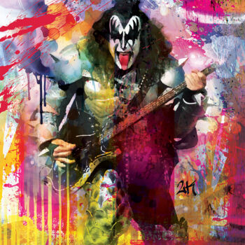 Arts numériques intitulée "Gene Simmons - Kiss" par 2kyff, Œuvre d'art originale, Peinture numérique Monté sur Châssis en bo…