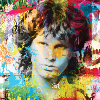 Digitale Kunst getiteld "Jim Morrison" door 2kyff, Origineel Kunstwerk, Digitaal Schilderwerk Gemonteerd op Frame voor houte…