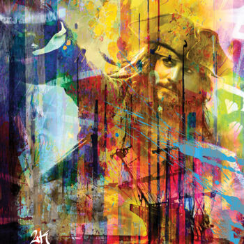 Digital Arts titled "Jack Sparrow" by 2kyff, Original Artwork, Digital Painting Mounted on Wood Stretcher frame